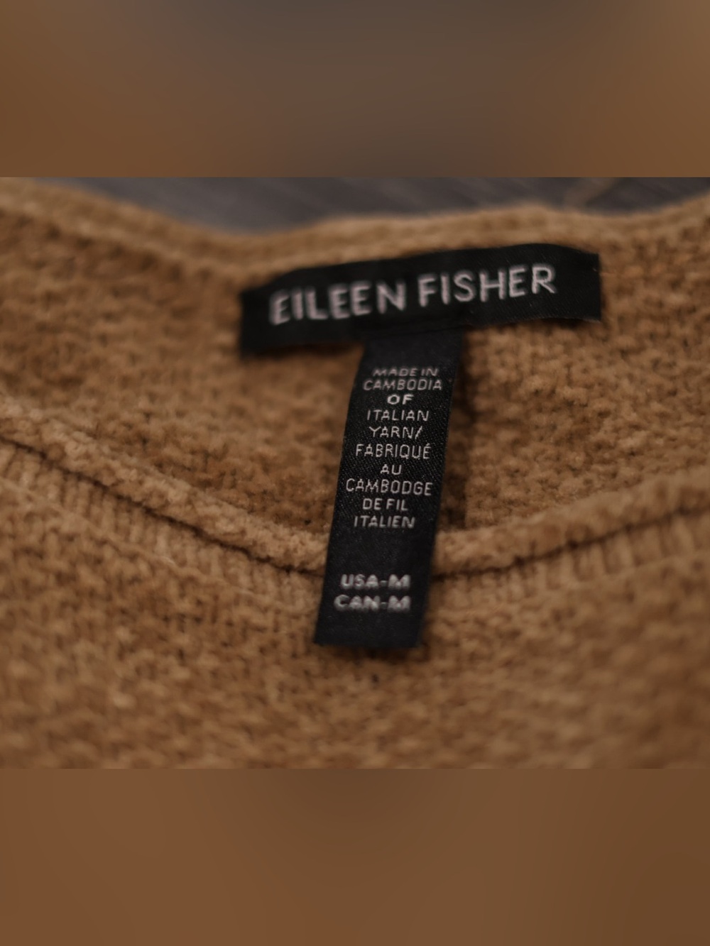 Eileen Fisher Organic Cotton Camel Textured Knit Sweater Medium Relaxed Fit - Picture 7 of 8
